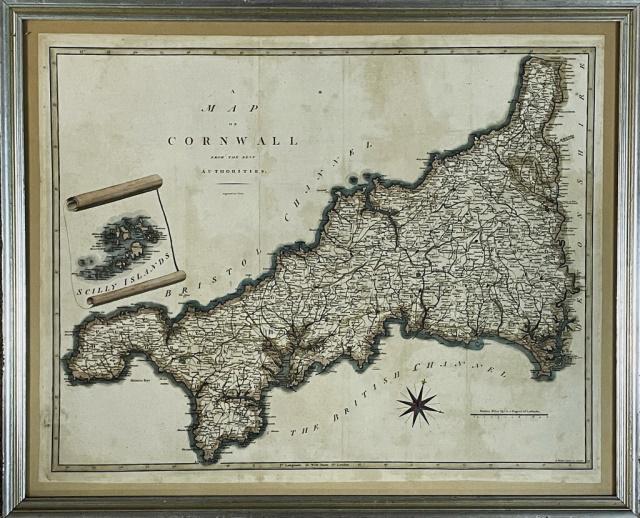 1806 Hand Colored Map of Cornwall, John Cary (1 of 5)