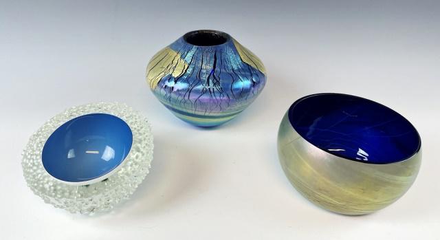 Art Glass Bowls, M. Stone, Eikholt, Maslach (3pc) (1 of 9)