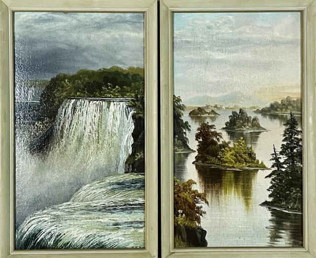 Antique Oil on Board Paintings, Post (2pc) (1 of 5)