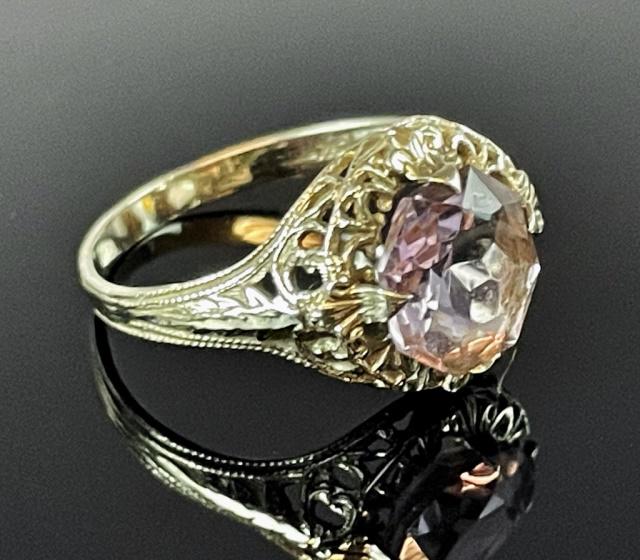 Antique Ladies 14K Gold, Pink Tourmaline Ring (1 of 3)