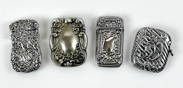 Antique Silver Repousse Vesta Cases (4pc) (1 of 5)