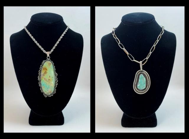 Vintage Navajo Silver, Turquoise Necklaces (2pc) (1 of 7)