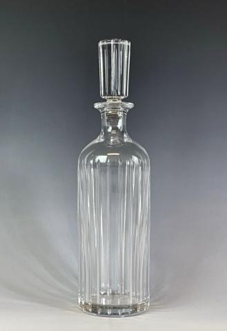 French Crystal Decanter, Baccarat, "Harmonie": Vintage French Crystal Decanter, Signed "Baccarat". Decanter is "Harmonie" Pattern with hand cut decoration and fitted stopper. Excellent condition, measures: 12.75" H X 3.25" D.