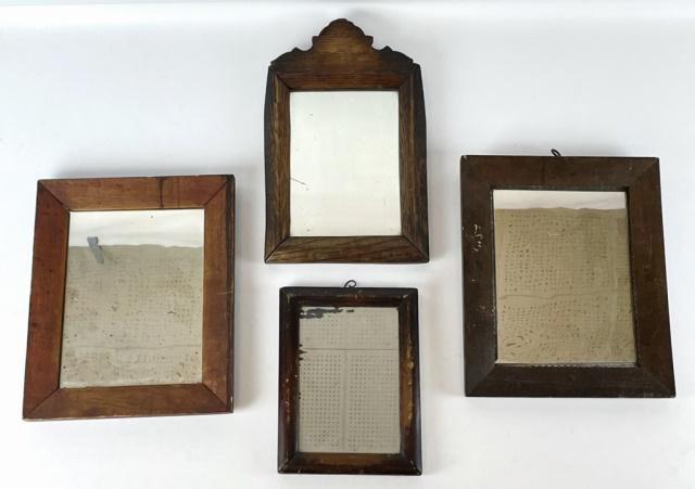 Collection, Antique Wooden Framed Mirrors (4pc): Collection of Four 19th C. Wood Framed Mirrors. Good condition with wear, largest measures: 12" H X 10.5" W.