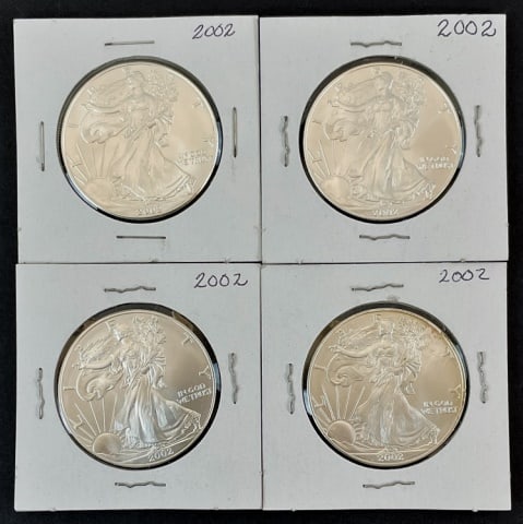 2002 Silver American Eagles BU (4pc) (1 of 2)