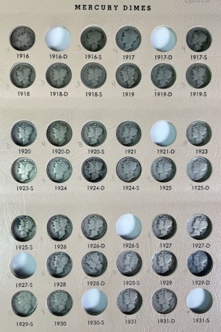 1916-1945 Mercury Dimes, G-AU (70pc) (1 of 3)