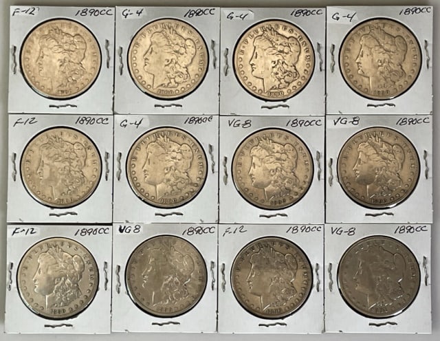 1890 CC Morgan Silver Dollars, G-VG (12pc) (1 of 2)