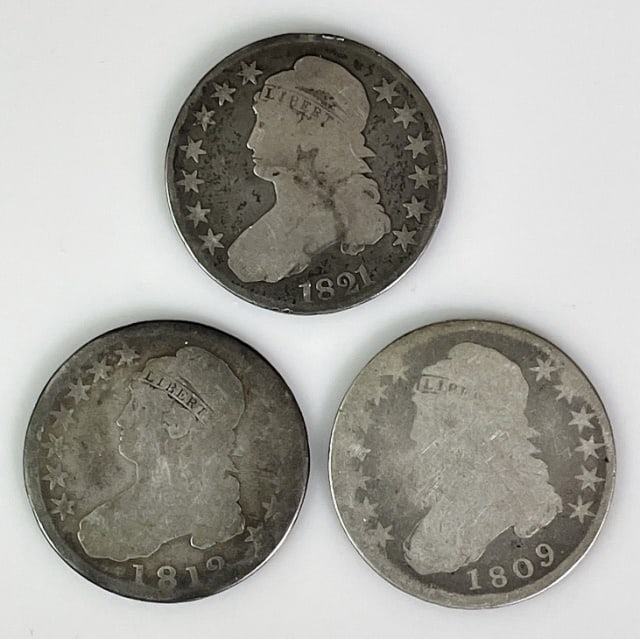 1809, 1812, 1821 Capped Bust Halves, AG (3pc) (1 of 2)