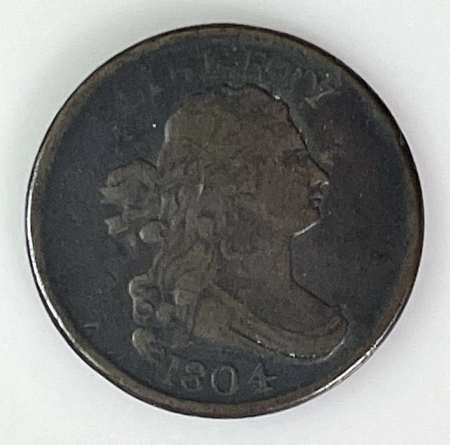1804 Draped Bust Half Cent, F (1 of 2)