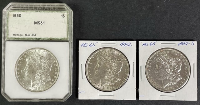 1878-1904 Morgan Silver Dollars, BU (3pc) (1 of 5)