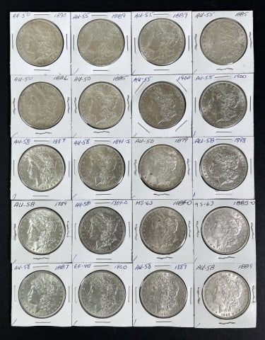 1878-1904 Morgan Silver Dollars AU-BU (20pc) (1 of 2)
