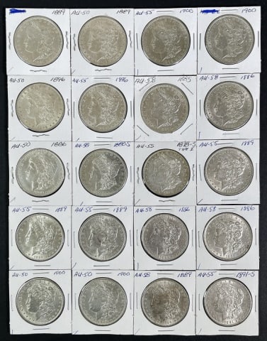1878-1904 Morgan Silver Dollars AU-BU (20pc) (1 of 2)