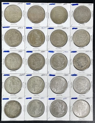 1878-1904 Morgan Silver Dollars XF-AU (20pc) (1 of 2)