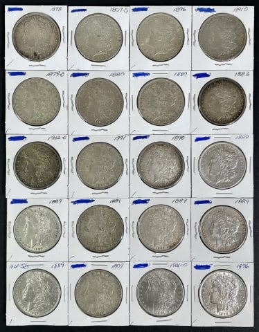 1878-1904 Morgan Silver Dollars XF-AU (20pc) (1 of 2)