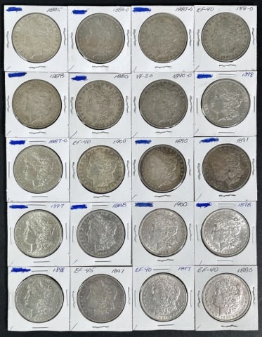 1878-1904 Morgan Silver Dollars XF-AU (20pc) (1 of 2)
