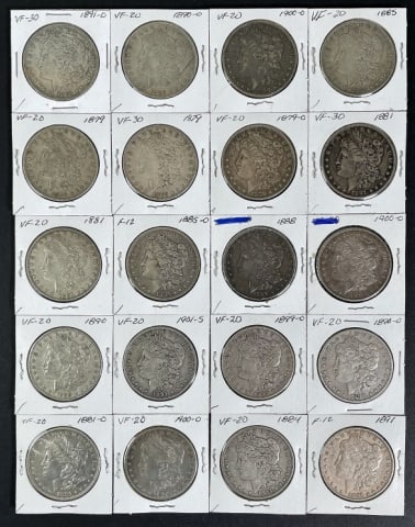 1878-1904 Morgan Silver Dollars VF-XF (20pc) (1 of 2)