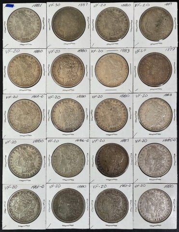 1878-1904 Morgan Silver Dollars VF (20pc) (1 of 2)