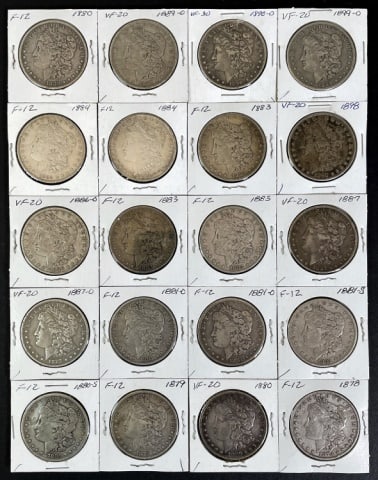 1878-1904 Morgan Silver Dollars F-VF (20pc) (1 of 2)