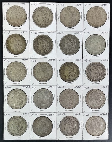 1878-1904 Morgan Silver Dollars F (20pc) (1 of 2)