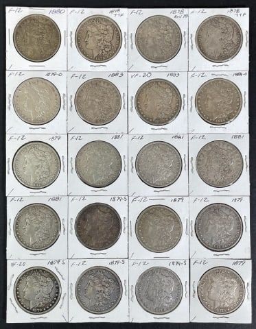1878-1904 Morgan Silver Dollars F (20pc) (1 of 2)