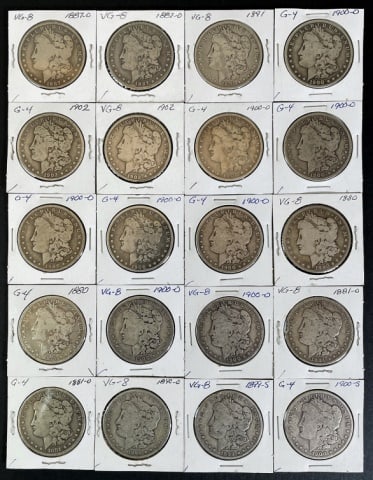 1878-1904 Morgan Silver Dollars G-VG (20pc) (1 of 2)