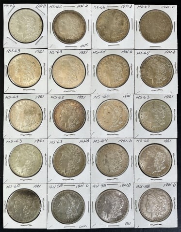 1921 P/D Morgan Silver Dollars AU-BU (20pc) (1 of 2)