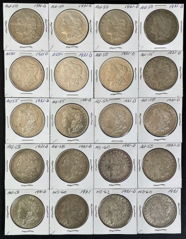 1921 D/S Morgan Silver Dollars XF-AU (20pc) (1 of 2)
