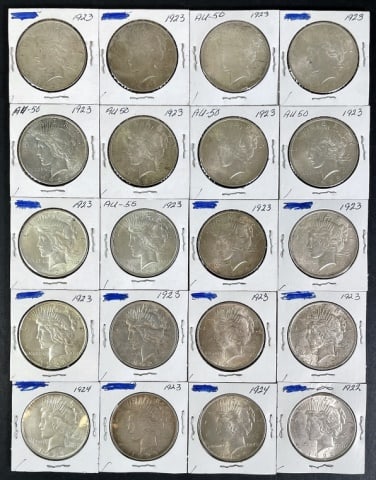 1921-1935 Peace Silver Dollars AU-BU (20pc) (1 of 2)