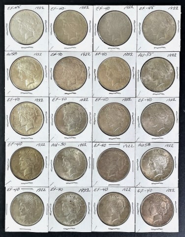 1921-1935 Peace Silver Dollars XF-AU (20pc) (1 of 2)