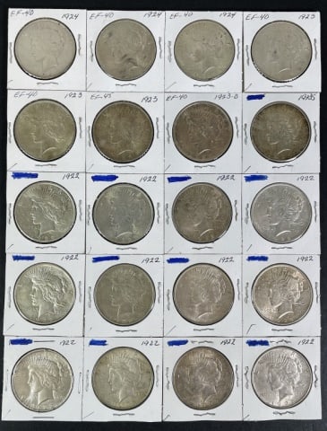 1921-1935 Peace Silver Dollars XF-AU (20pc) (1 of 2)