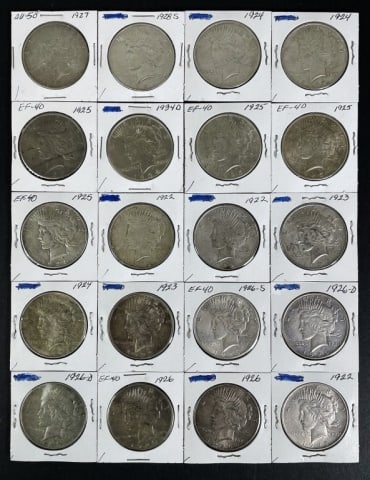 1921-1935 Peace Silver Dollars XF-AU (20pc) (1 of 2)
