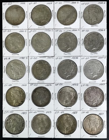 1921-1935 Peace Silver Dollars VF-XF (20pc) (1 of 2)