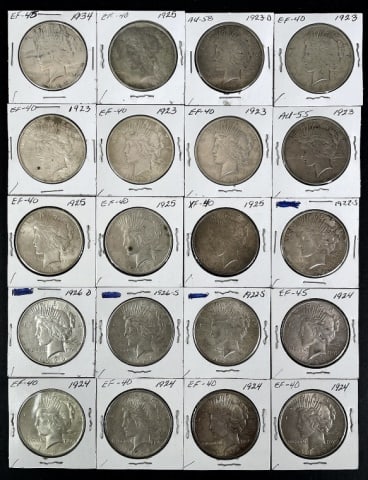 1921-1935 Peace Silver Dollars XF (20pc) (1 of 2)