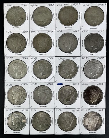 1921-1935 Peace Silver Dollars VF-XF (20pc) (1 of 2)