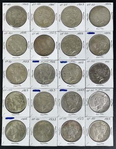 1921-1935 Peace Silver Dollars VF-XF (20pc) (1 of 2)