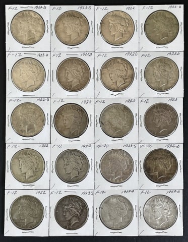 1921-1935 Peace Silver Dollars F (20pc) (1 of 2)