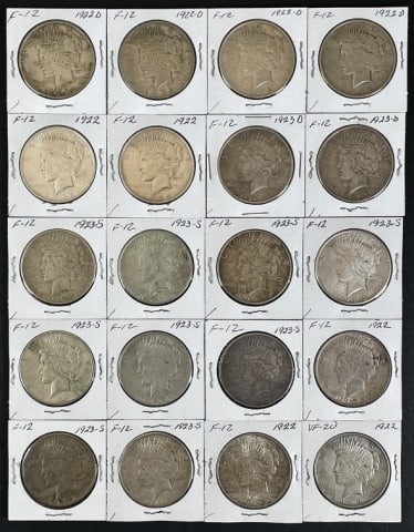 1921-1935 Peace Silver Dollars F (20pc) (1 of 2)