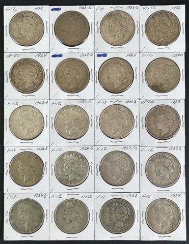 1921-1935 Peace Silver Dollars F (20pc) (1 of 2)