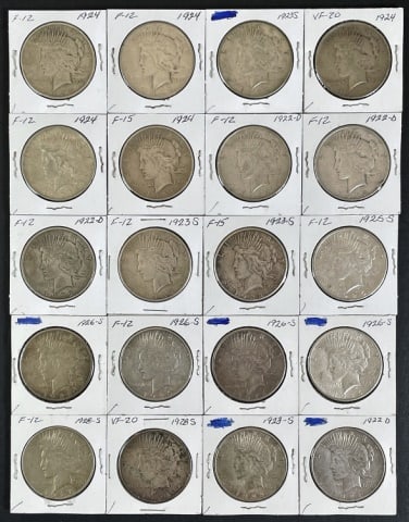 1921-1935 Peace Silver Dollars F (20pc) (1 of 1)