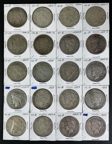 1921-1935 Peace Silver Dollars VG (20pc) (1 of 2)