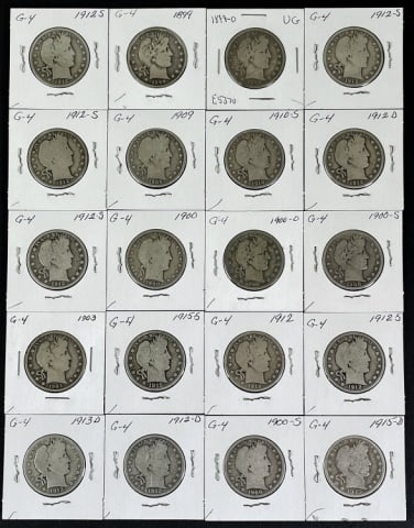 1892-1916 Barber Silver Half Dollars G (20pc) (1 of 2)