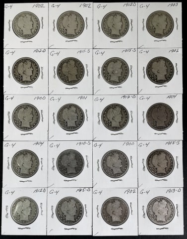 1892-1916 Barber Silver Half Dollars G (20pc) (1 of 2)