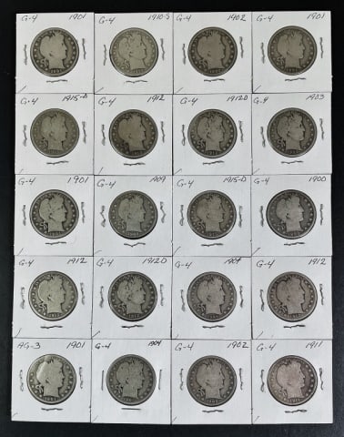 1892-1916 Barber Silver Half Dollars G (20pc) (1 of 2)