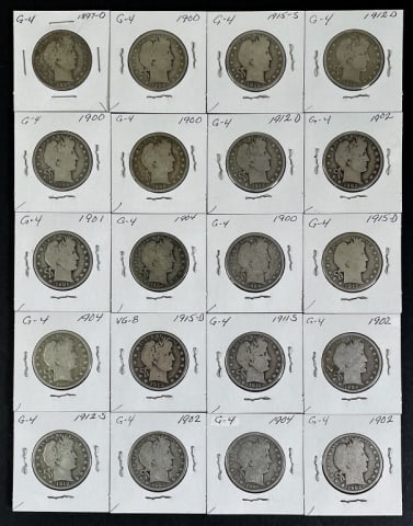 1892-1916 Barber Silver Half Dollars G (20pc) (1 of 2)