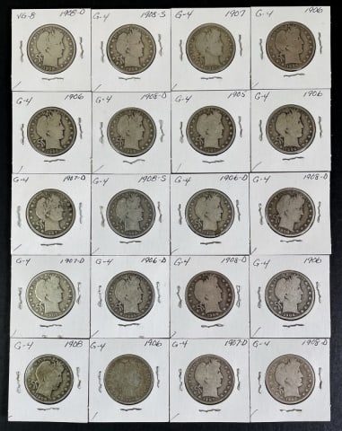 1892-1916 Barber Silver Half Dollars G (20pc) (1 of 2)