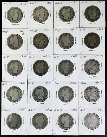 1892-1916 Barber Silver Half Dollars AG-G (20pc) (1 of 2)