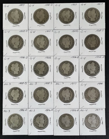 1892-1916 Barber Silver Half Dollars AG-G (20pc) (1 of 2)