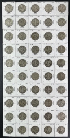 1916-1947 Walking Liberty Halves G-F (50pc) (1 of 2)