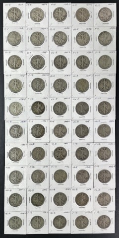 1916-1947 Walking Liberty Halves G-F (50pc) (1 of 2)