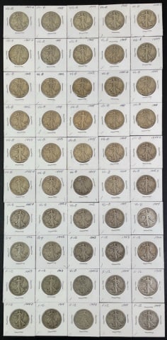 1916-1947 Walking Liberty Halves G-F (50pc) (1 of 2)